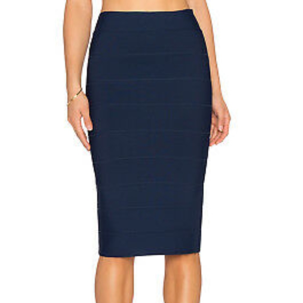 BCBGMAXAZRIA- BodyCon BANDAGE Pencil Skirt "ALEXA" -Navy Blue